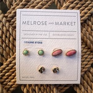 Melrose and Market Green and Pink Stone Earring Trio